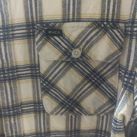 RVCA Men's Casual Plaid Shirt - Blue and Cream - Picture 4 of 9